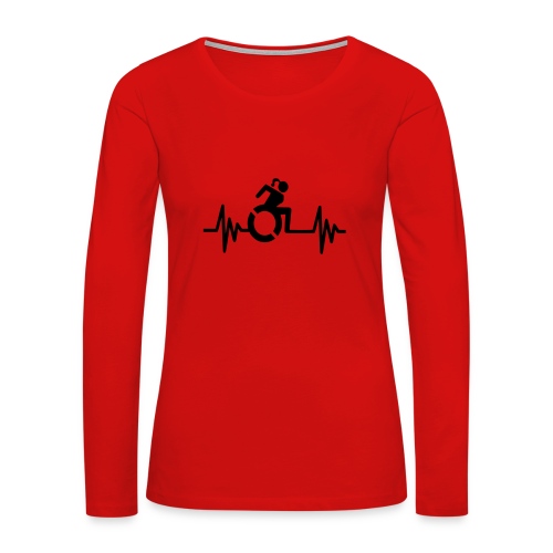 Wheelchair girl with a heartbeat. frequency # - Women's Premium Slim Fit Long Sleeve T-Shirt