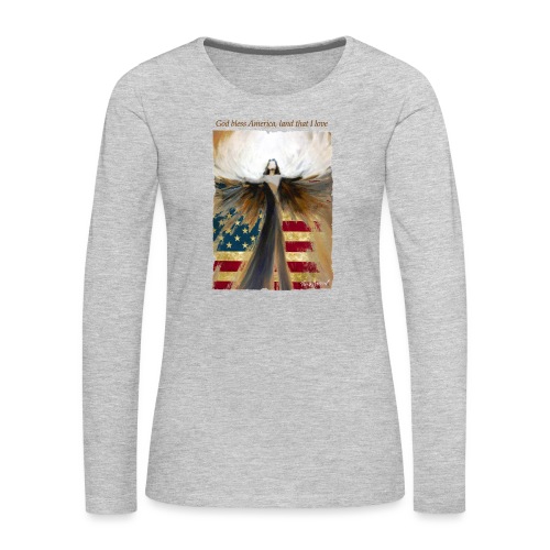 God bless America Angel_Strong color_Brown type - Women's Premium Slim Fit Long Sleeve T-Shirt