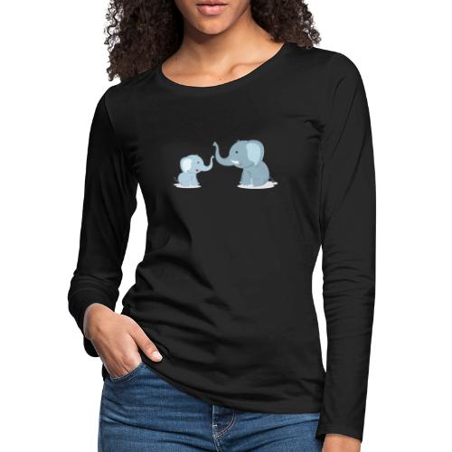 Father and Baby Son Elephant - Women's Premium Slim Fit Long Sleeve T-Shirt