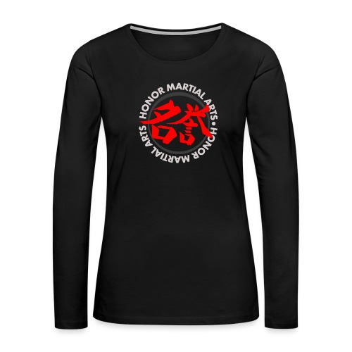 Honor Martial Arts Kanji Design Light Shirts - Women's Premium Slim Fit Long Sleeve T-Shirt