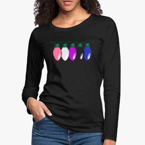 Genderfluid Pride Christmas Lights - Women's Premium Slim Fit Long Sleeve T-Shirt