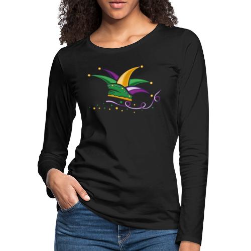 Mardi Gras Carnival Fool Cap Streamer Confetti - Women's Premium Slim Fit Long Sleeve T-Shirt