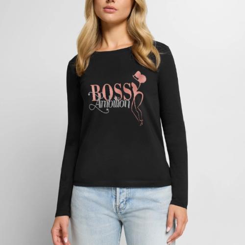 Women Boss Ambition Tshirt Glitter - Women's Premium Slim Fit Long Sleeve T-Shirt
