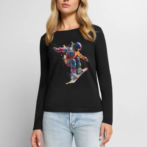 Snowboarding: Frozen Flight - Women's Premium Slim Fit Long Sleeve T-Shirt