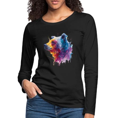 Watercolor Bear Portrait - Women's Premium Slim Fit Long Sleeve T-Shirt