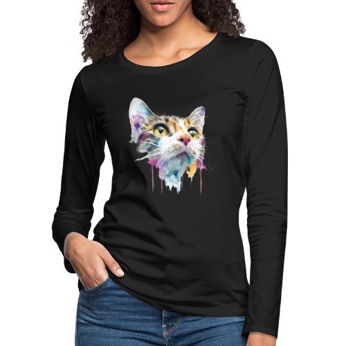 Chromatic Cat Splash - Women's Premium Slim Fit Long Sleeve T-Shirt