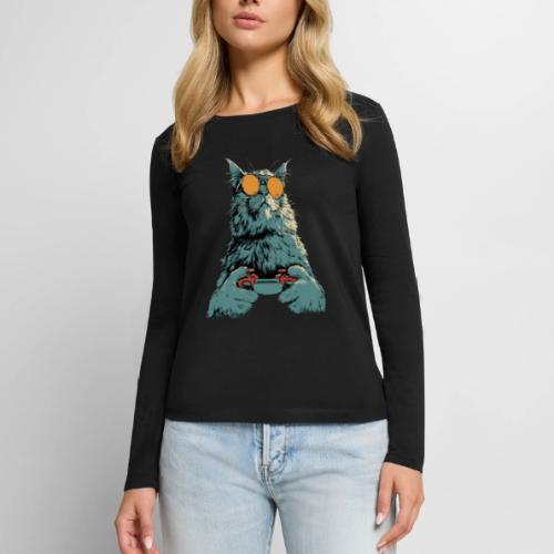 Cat: Fluff Mode On - Women's Premium Slim Fit Long Sleeve T-Shirt