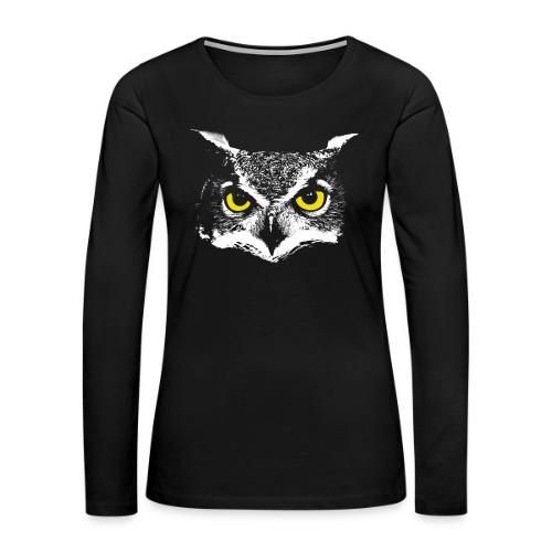 Owl Head - Women's Premium Slim Fit Long Sleeve T-Shirt