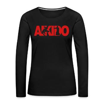 Aikido - Women's Premium Slim Fit Long Sleeve T-Shirt - black - Front - Julia (174cm)