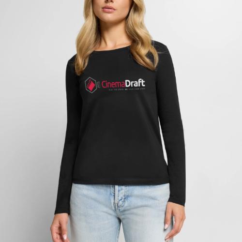 CinemaDraft Full Logo White Front/CD3D White Back - Women's Premium Slim Fit Long Sleeve T-Shirt
