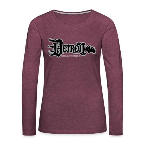 DETROIT GUITAR WTTD BLK SLR REG FONT - Women's Premium Slim Fit Long Sleeve T-Shirt