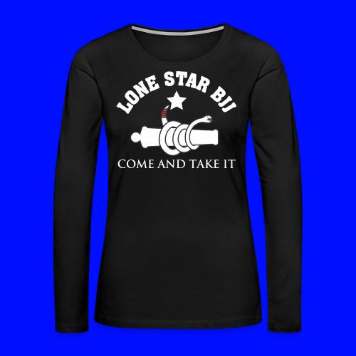 Lone Star BJJ - Come and Take It - White and Red - Women's Premium Slim Fit Long Sleeve T-Shirt