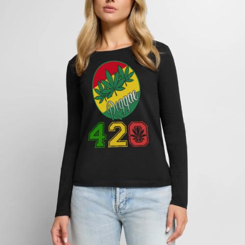 Lively 420 Reggae Ganja Weed Marijuana Design - Women's Premium Slim Fit Long Sleeve T-Shirt