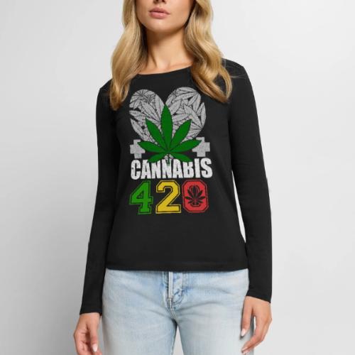 Clever 420 Smoker World Weed Marijuana Design - Women's Premium Slim Fit Long Sleeve T-Shirt