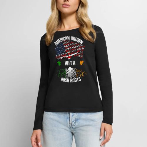 American Grown with Irish Roots - Women's Premium Slim Fit Long Sleeve T-Shirt