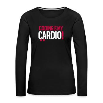 Coding Is My Cardio | Gym Geek Developer - Women's Premium Slim Fit Long Sleeve T-Shirt - black - Front - Julia (174cm)