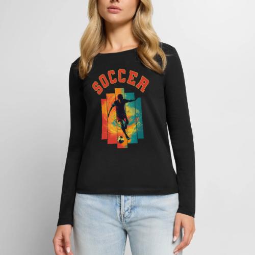Soccer Heartbeat - Women's Premium Slim Fit Long Sleeve T-Shirt
