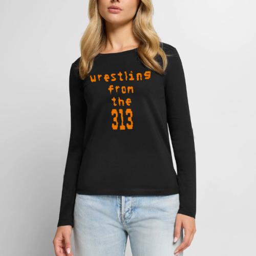 Wrestling from the 313 (orange) - Women's Premium Slim Fit Long Sleeve T-Shirt