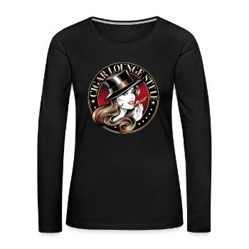 Cigar Lounge Style - Women's Premium Slim Fit Long Sleeve T-Shirt - black - Front - Julia (174cm)