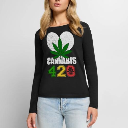 Sidesplitting 420 Love Herb Weed Marijuana Design - Women's Premium Slim Fit Long Sleeve T-Shirt