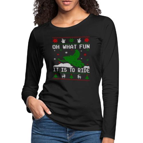 Oh What Fun Snowmobile Ugly Sweater style - Women's Premium Slim Fit Long Sleeve T-Shirt
