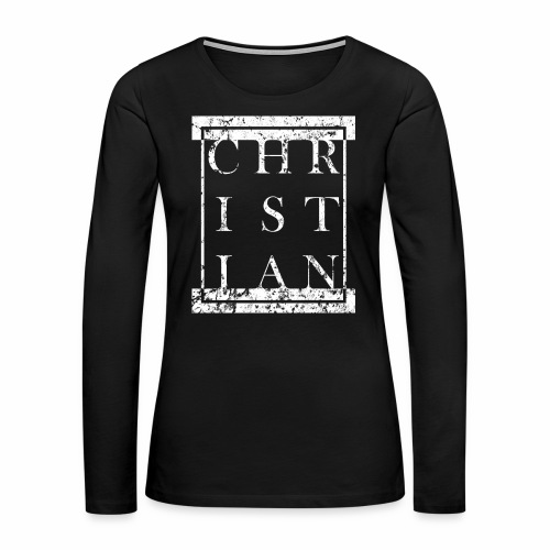 CHRISTIAN Religion - Grunge Block Box Gift Ideas - Women's Premium Slim Fit Long Sleeve T-Shirt