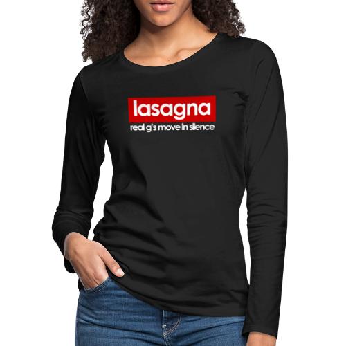 lasagna_tshirt_white - Women's Premium Slim Fit Long Sleeve T-Shirt
