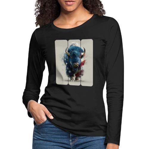 USA: Spirit of the Plains - Women's Premium Slim Fit Long Sleeve T-Shirt