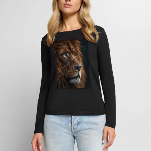 Lion Portrait Majestic Wildlife Design - Women's Premium Slim Fit Long Sleeve T-Shirt