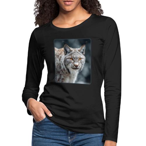 Lynx Portrait Piercing Eyes Design - Women's Premium Slim Fit Long Sleeve T-Shirt