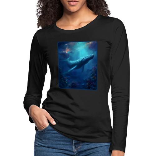 Humpback Whale Ocean Reef Design - Women's Premium Slim Fit Long Sleeve T-Shirt