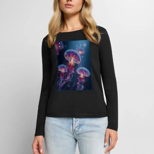 Glowing Jellyfish Deep Sea Design - Women's Premium Slim Fit Long Sleeve T-Shirt