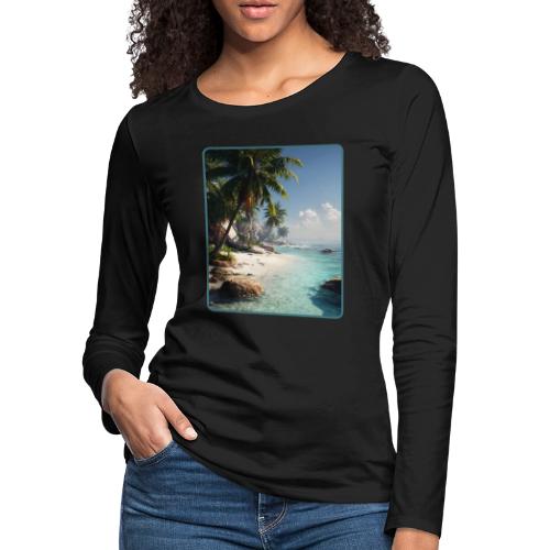 Tropical Beach Paradise Palm Design - Women's Premium Slim Fit Long Sleeve T-Shirt