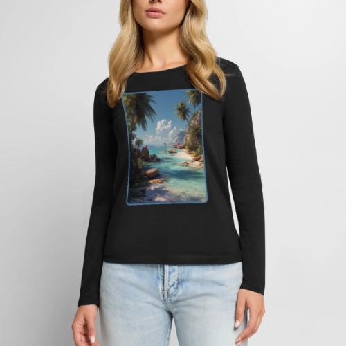 Tropical Island Paradise Ocean Design - Women's Premium Slim Fit Long Sleeve T-Shirt