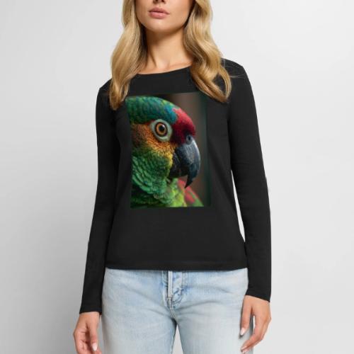 Colorful Parrot Close-Up Design - Women's Premium Slim Fit Long Sleeve T-Shirt