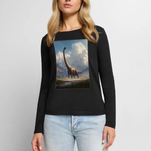 Brachiosaurus Valley Landscape Design - Women's Premium Slim Fit Long Sleeve T-Shirt