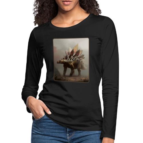 Stegosaurus Misty Forest Design - Women's Premium Slim Fit Long Sleeve T-Shirt