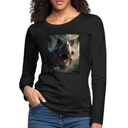 T Rex Jungle Roar Design - Women's Premium Slim Fit Long Sleeve T-Shirt