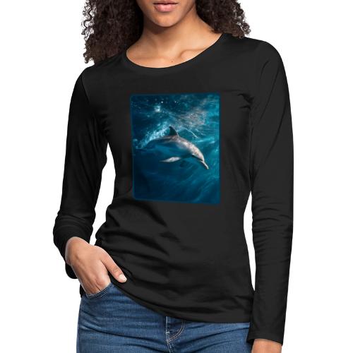 Dolphin Sunlit Ocean Serenity Design - Women's Premium Slim Fit Long Sleeve T-Shirt