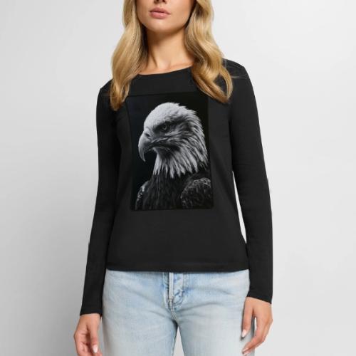 Black White Bald Eagle Design - Women's Premium Slim Fit Long Sleeve T-Shirt