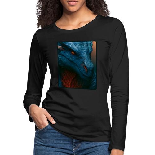 Turquoise Dragon Fire Eye Design - Women's Premium Slim Fit Long Sleeve T-Shirt