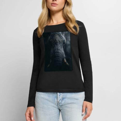 Shadow Elephant Intense Eyes Design - Women's Premium Slim Fit Long Sleeve T-Shirt