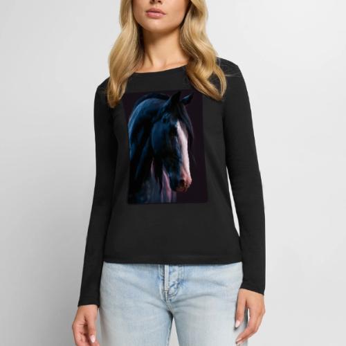 Noble Horse Cinematic Portrait Design - Women's Premium Slim Fit Long Sleeve T-Shirt