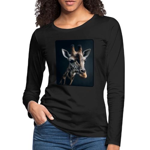Majestic Giraffe Artistic Portrait Design - Women's Premium Slim Fit Long Sleeve T-Shirt