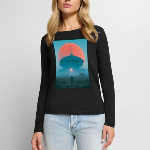 Astronaut Alien Outpost Design - Women's Premium Slim Fit Long Sleeve T-Shirt