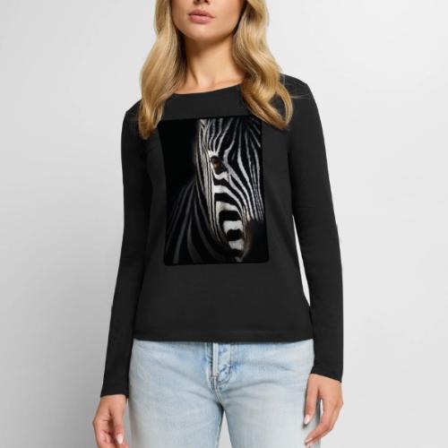 Zebra High Contrast Portrait Design - Women's Premium Slim Fit Long Sleeve T-Shirt