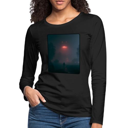 Mysterious UFO Encounter Design - Women's Premium Slim Fit Long Sleeve T-Shirt