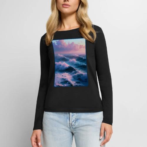 Dreamy Pastel Ocean Sunset Art - Women's Premium Slim Fit Long Sleeve T-Shirt