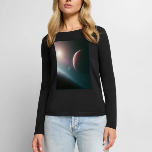 Deep Space Planet Horizon Art - Women's Premium Slim Fit Long Sleeve T-Shirt