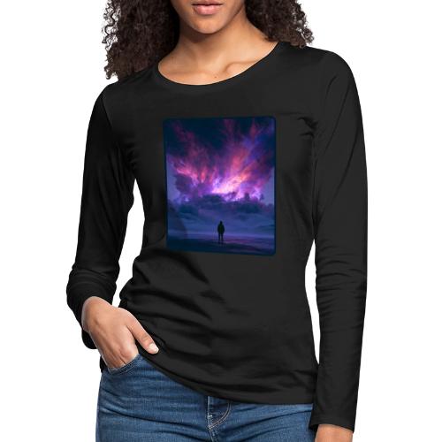 Cosmic Supernova Night Design - Women's Premium Slim Fit Long Sleeve T-Shirt